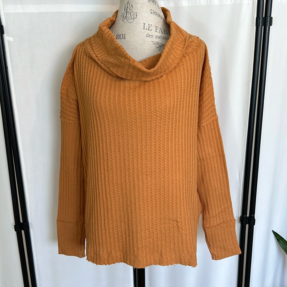 NWT Free People Oversized Juicy Long Sleeve Split Back Waffle Tunic